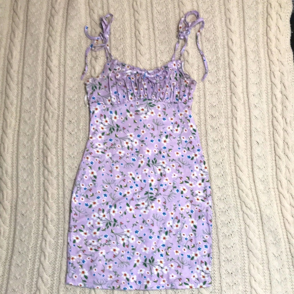 Purple floral mini dress